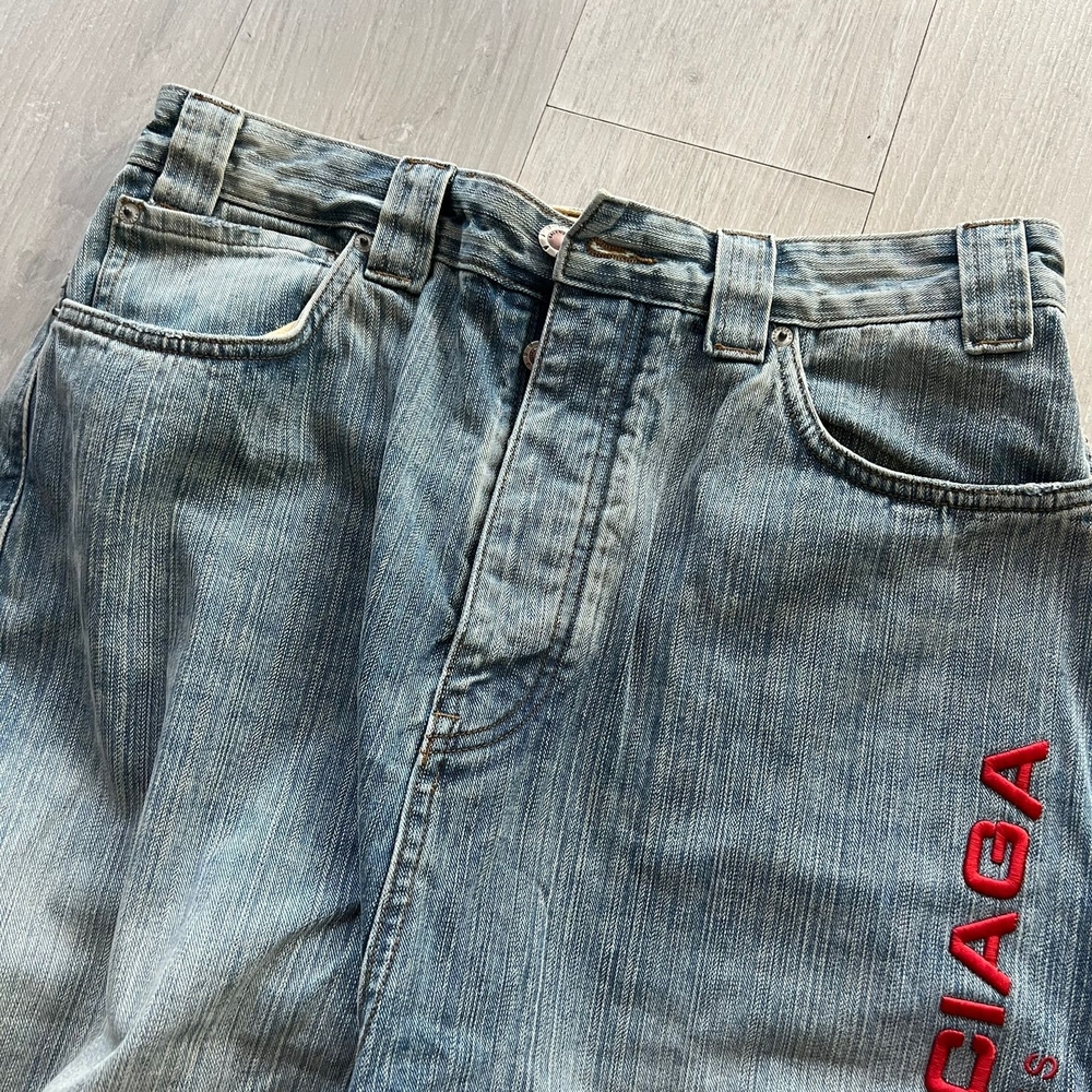 Balenciaga Men's Washed Blue Logo Wide-Leg Jeans - Picture 12 of 12